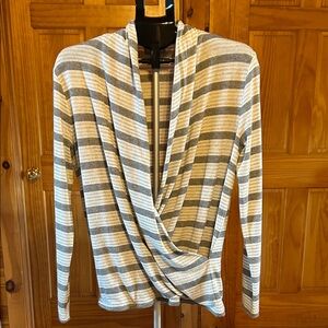 NWOT Loft Outlet Striped Gray and White Drape Top